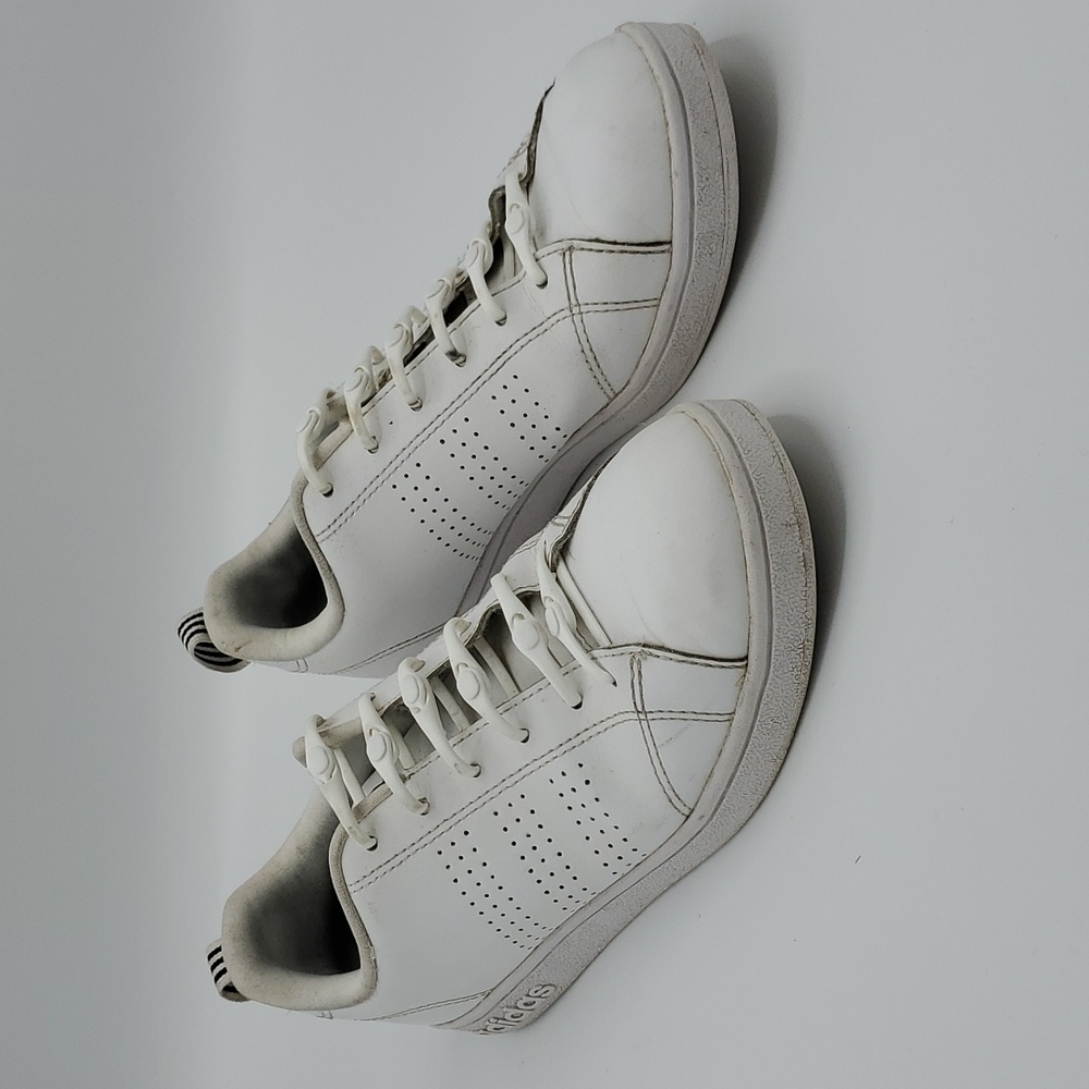 Adidas Neo Advantage Cloudfoam Leather Sneaker Shoe Low Top Stripe White Lace Up